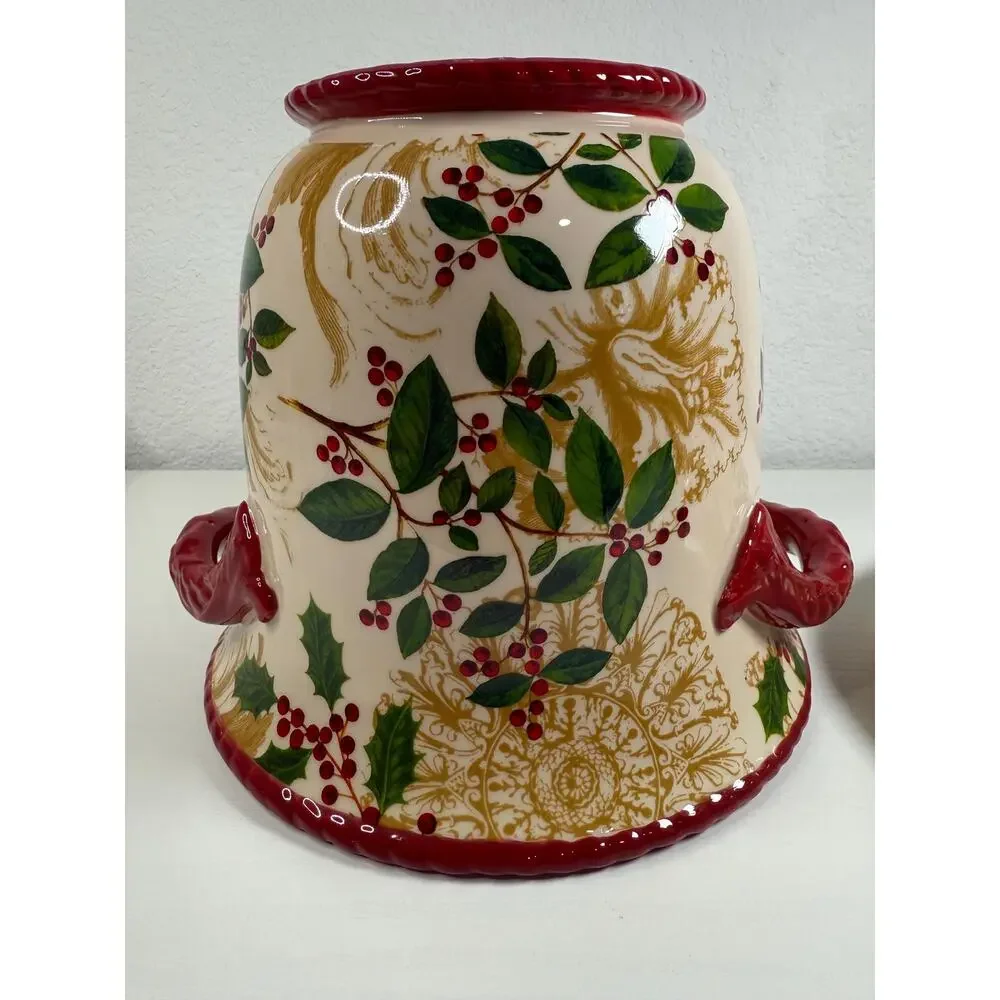 NWT Hobby Lobby Sleigh Bell Bistro Christmas Ceramic Lidded Jar, Cardinal Bird